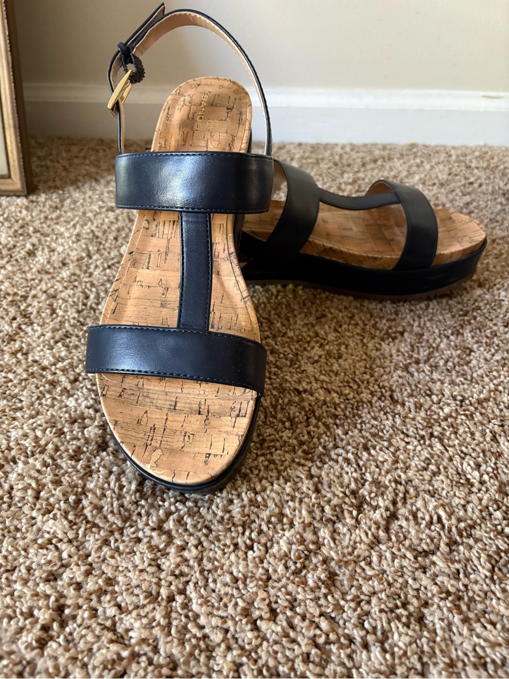Women’s Navy Cork-Insole T-Strap Platform Sandals